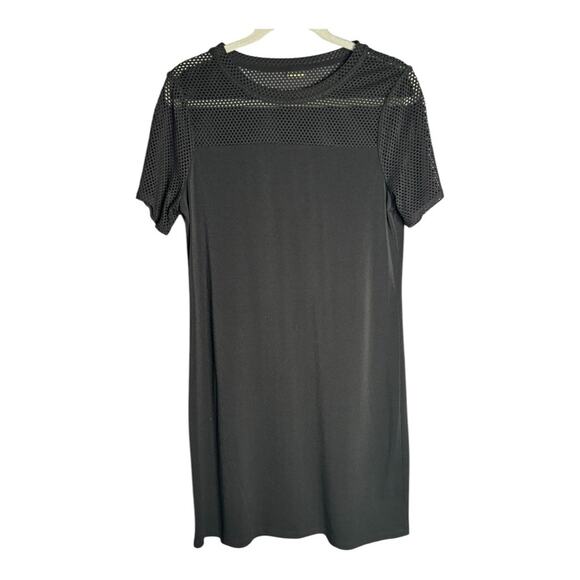 Michael Kors Black Short Sleeve Shift Dress With Mesh Top Size Medium - Picture 1 of 7